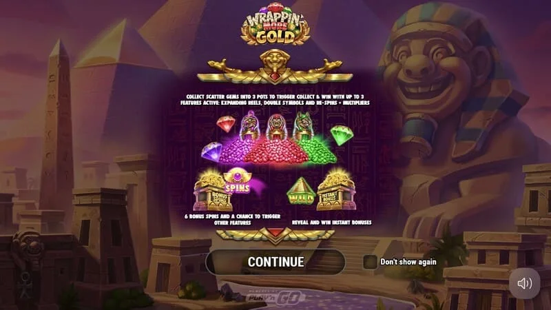 Wrappin' More Gold – päävalikko, jossa muumio ja pyramidit